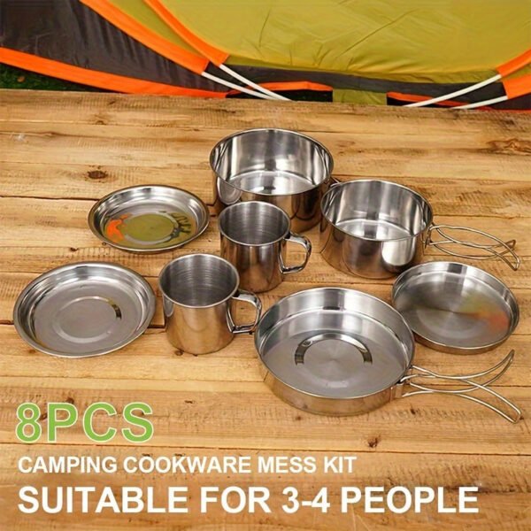 Set Cocina Camping Acero Inoxidable 8 Piezas