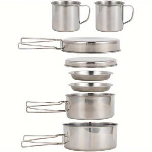 Set Cocina Camping Acero Inoxidable 8 Piezas