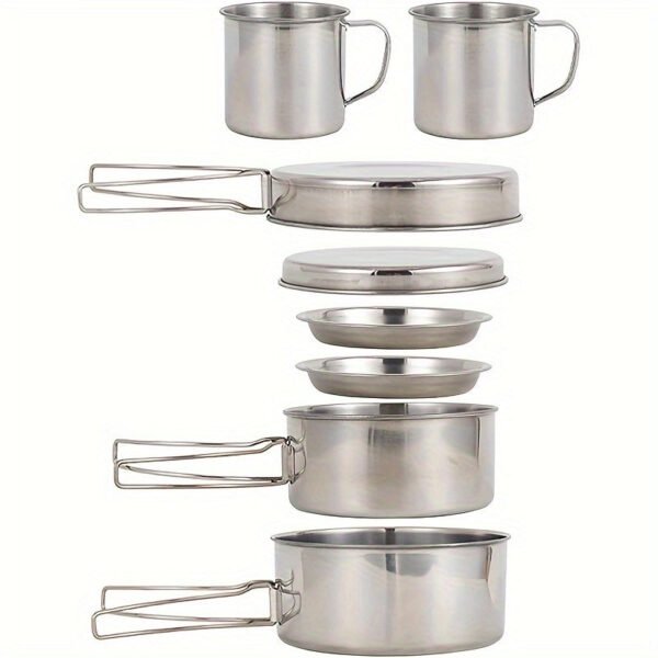Set Cocina Camping Acero Inoxidable 8 Piezas