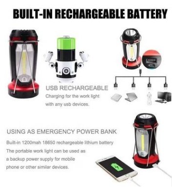 Linterna LED Multifunción COB Recargable USB